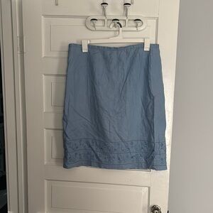 Vintage Old Navy Linen Blue Pencil Skirt Knee-Length